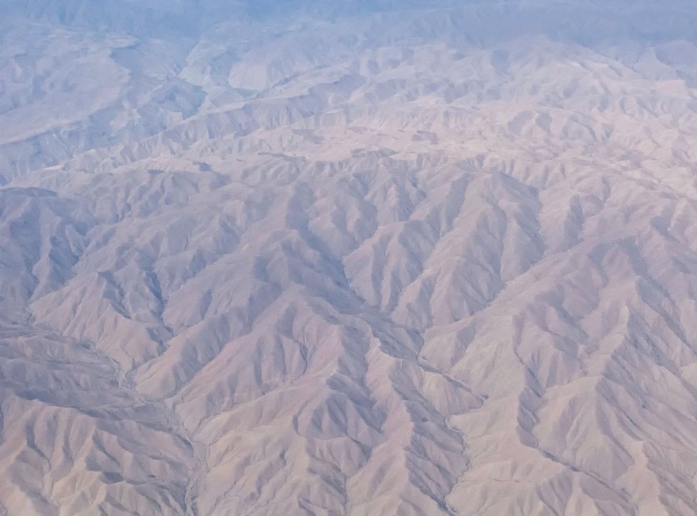 Aerial view of the driest part of the Peruvian Andes. A great and vast nothing.
