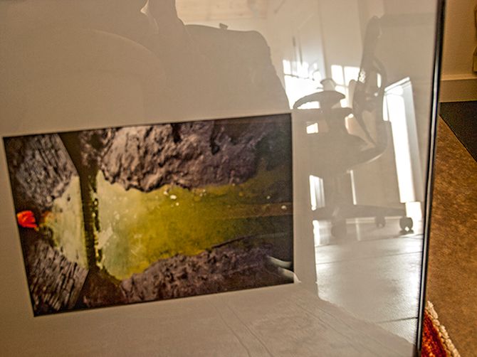 Reflection, shadows, Mirra chair, unfinished, Photographer's studio, California. A photographer's studio. California