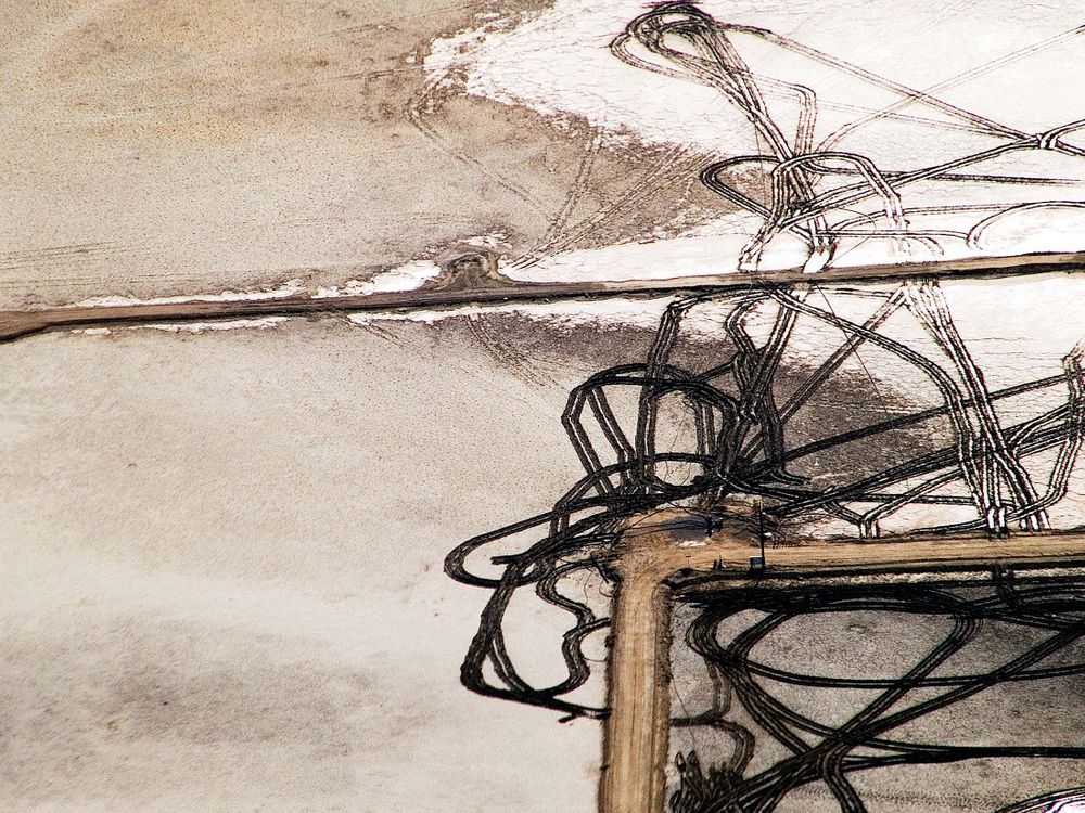 Truck tracks on Searles lake.