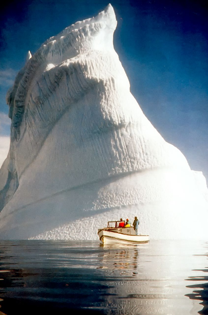 A possible entrance to an expedition on Baffin Island was foiled by icebergs and pancake ice. Qikiqtarjuaq, formerly Broughton Island, Canada.