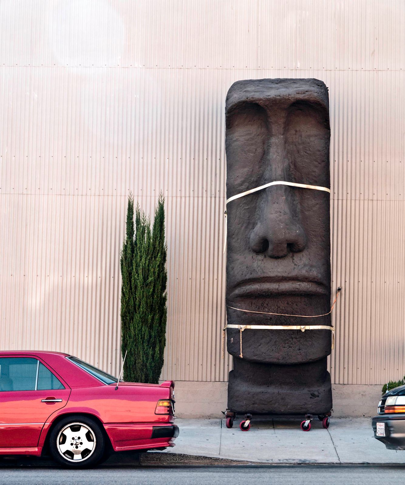 Easter Island head on rollers.