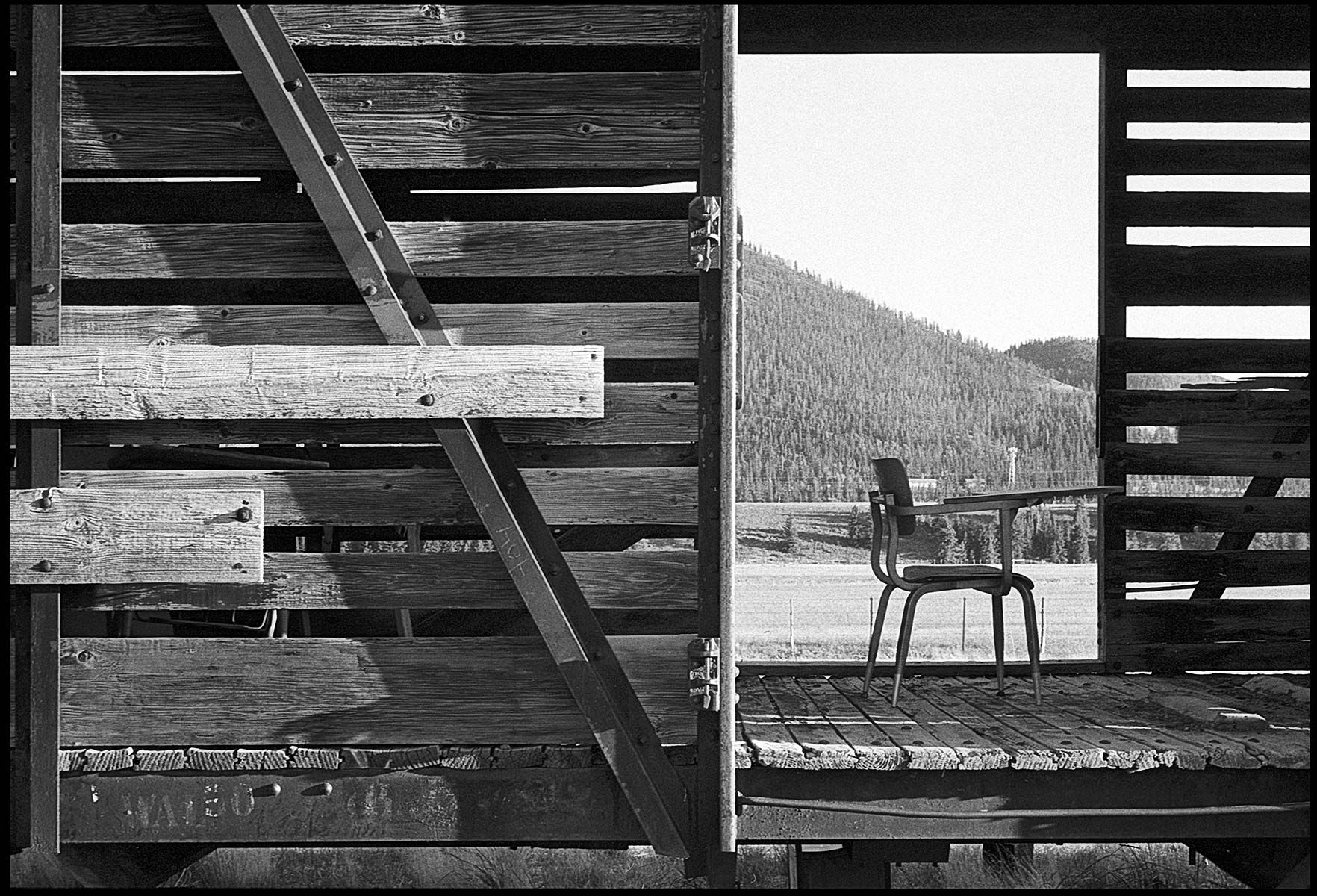 Creed, CO 35mm film Creed, Colorado, box car, cattle car, b&w film, american west,