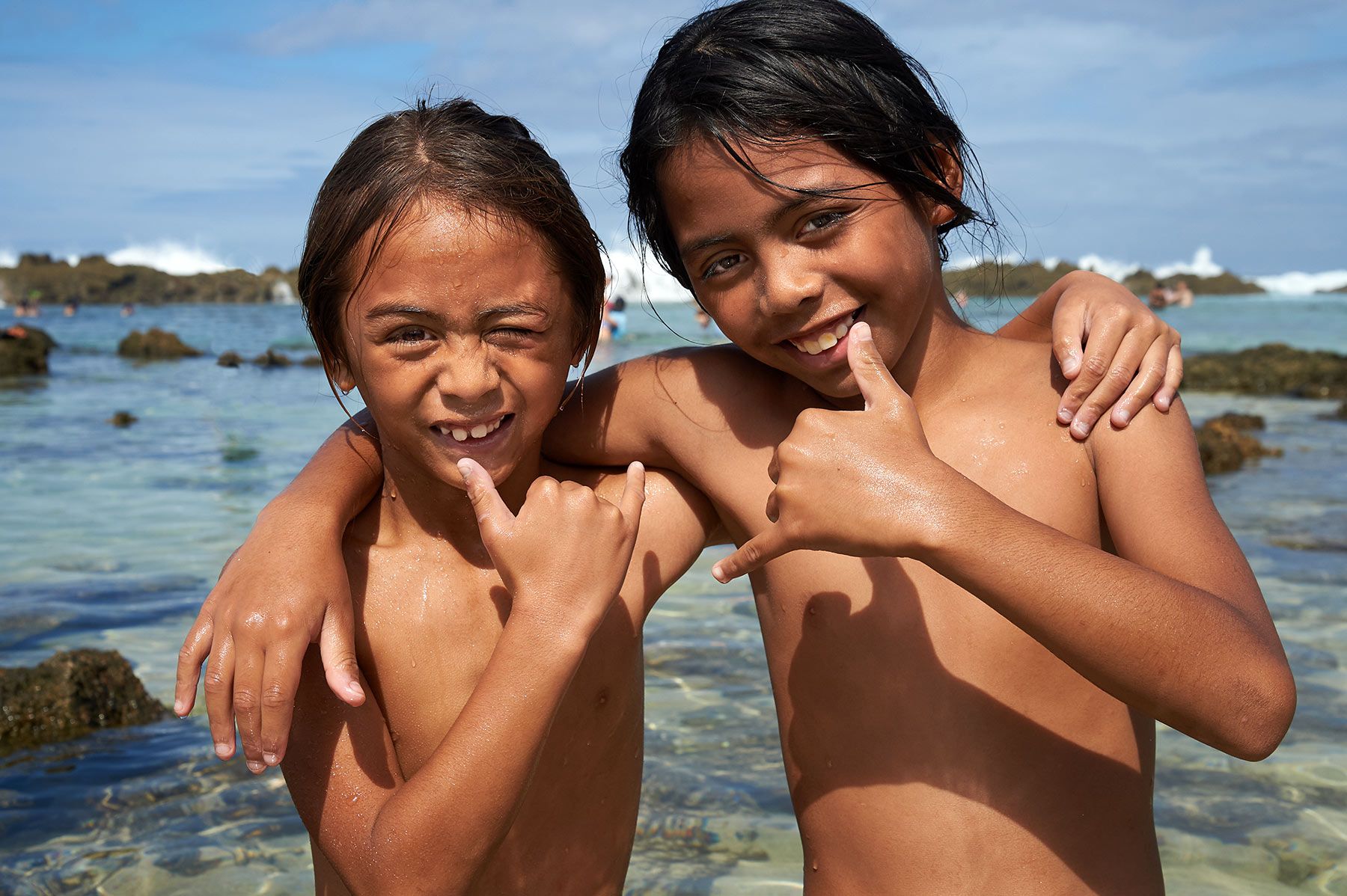Shark's Cove, Oahu, Hawaii Sharks cove, hawaii, brothers, kids, lagoon, tourism, portrait, editoral, children