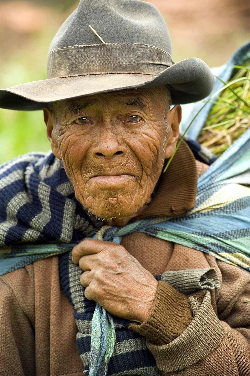 A portrait of a village elder in Raqchi, Peru Indigenous Man
