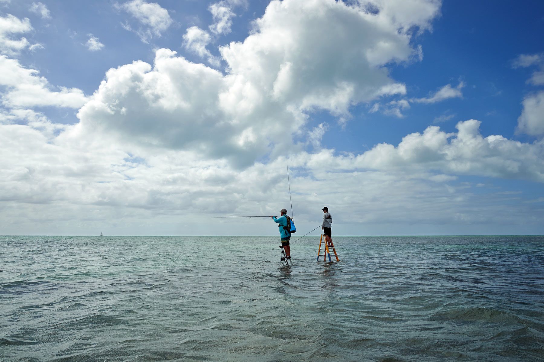 fly fishermen, step ladder, Ohio Key, florida keys, anglers,
