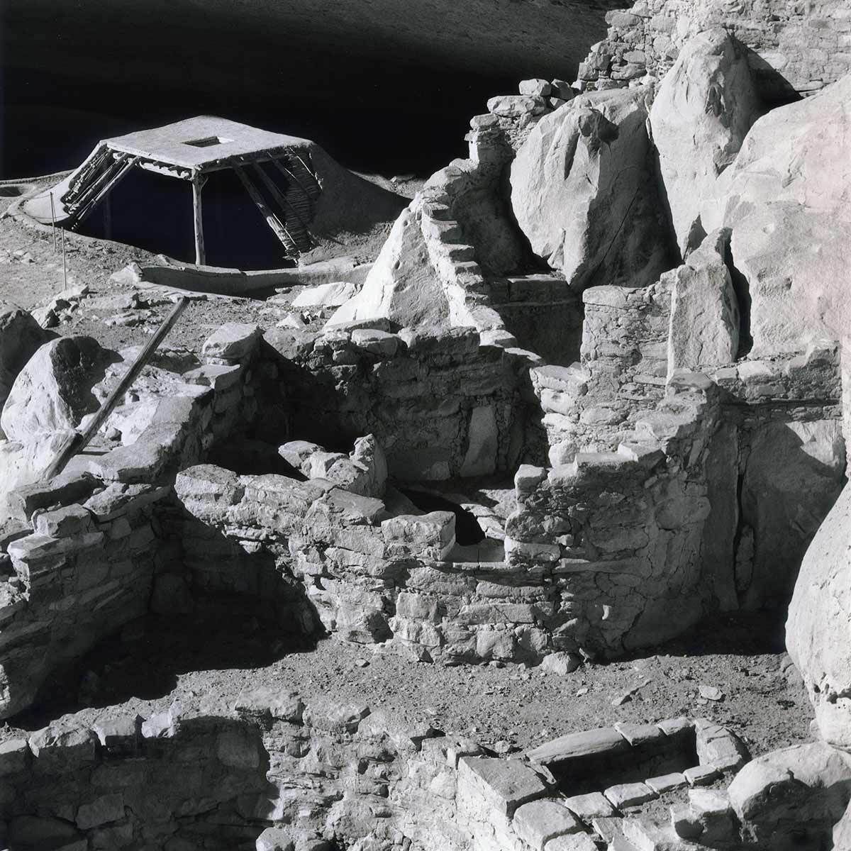 Infra red capture at Mesa Verde National Park Reconstructed pit House