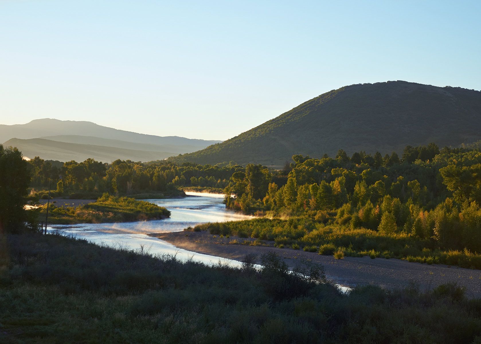 Yampa River morning, landscape, color, Colorado, river, mist