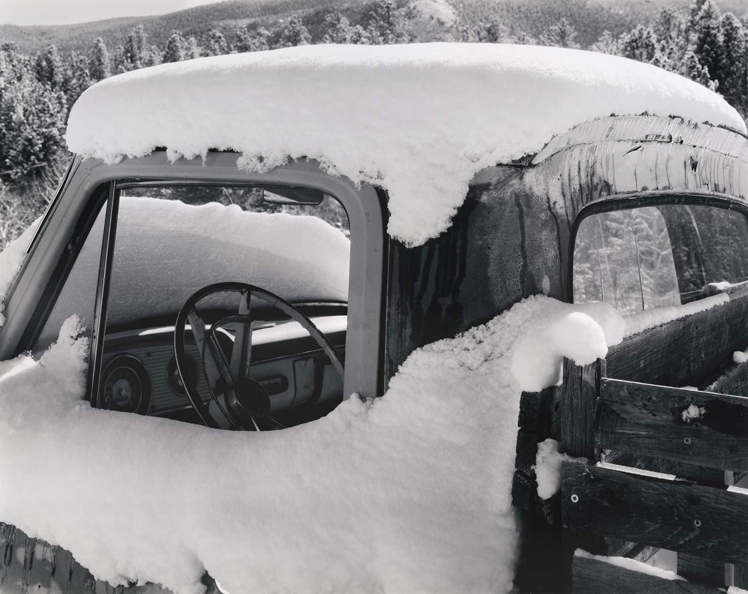 image in a series, 'Mountain  Winter Journal',  large format film Snowy Ford, Allenspark, CO