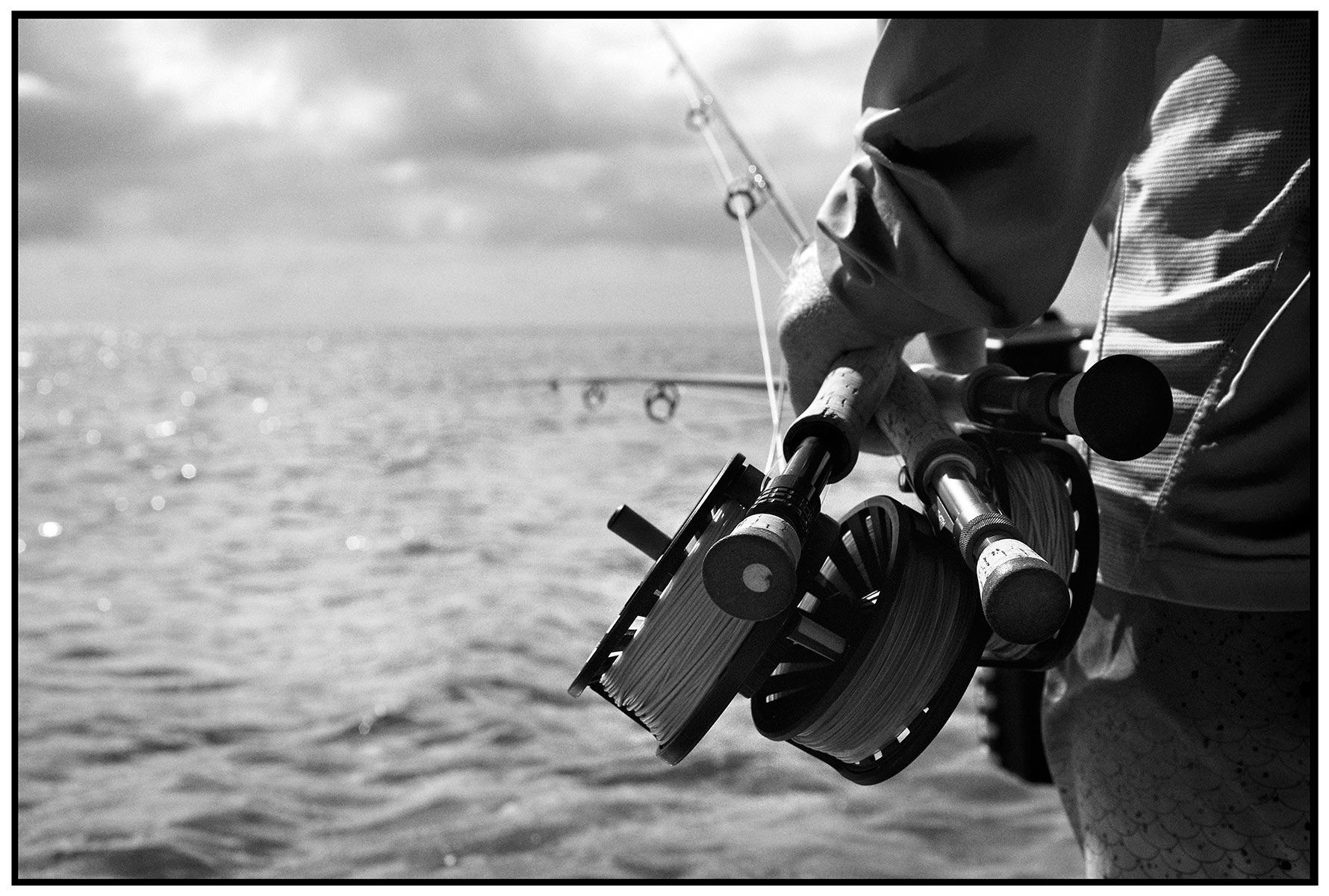 Tail Fly Fishing, Jeff Smith, Ohio Key, Florida Keys, b&w,  editorial, fly fishing, salt water fly fishing, wade fishing, flats fishing, Stephen Collector