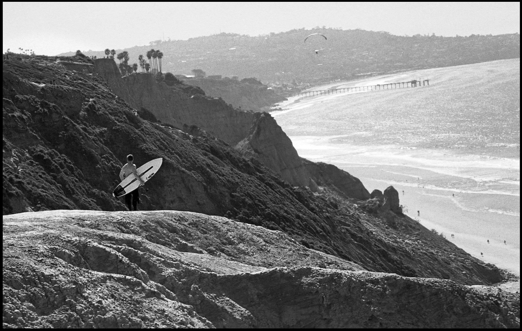 Leica M6, Tri X film La Jolla, surfer, black and white, torrey pines state park