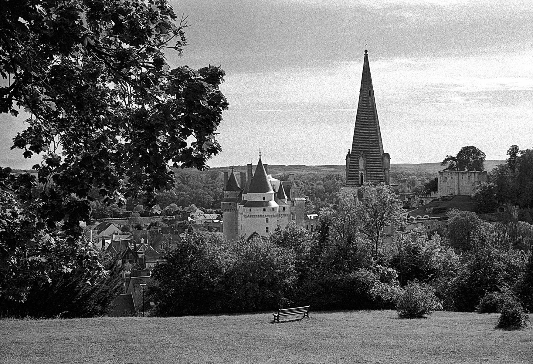 Langeais, France, Loire Valley, chateau, landscape, black and white, Stephen Collector