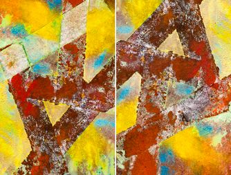 Pastel on rusted metal / photographed 4128