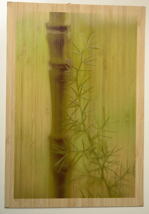 Image printed directly to a veneer of bamboo