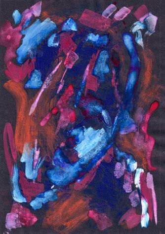 Pastel, pencil, ink, acrylic, sand Night Current