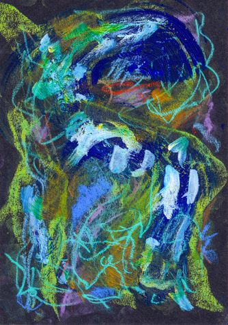 Pastel, pencil, ink, acrylic, sand Static Dance