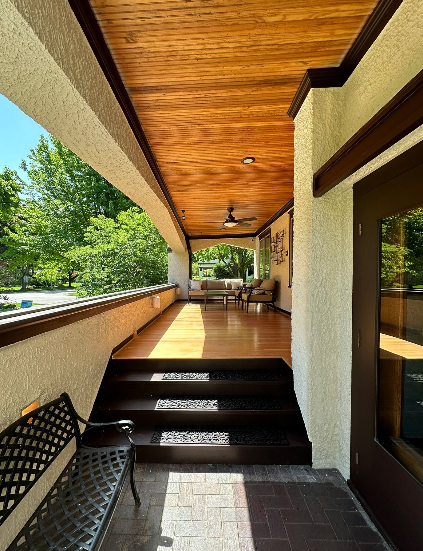 New steps were added for porch access from the exterior.