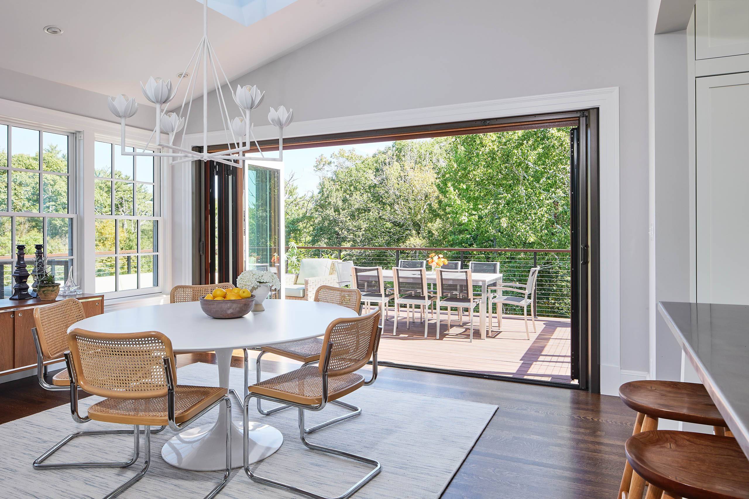 Dining room open to luxury deck