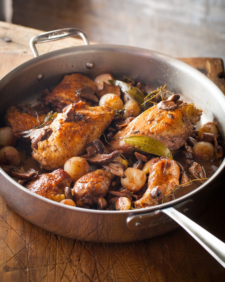 Mark Bittman,chicken,chicken in red wine sauce,mushrooms,pan,red wine,sauce www.rkjacobs.com Robert Jacobs Photography ©2013  top new york seattle food photographer