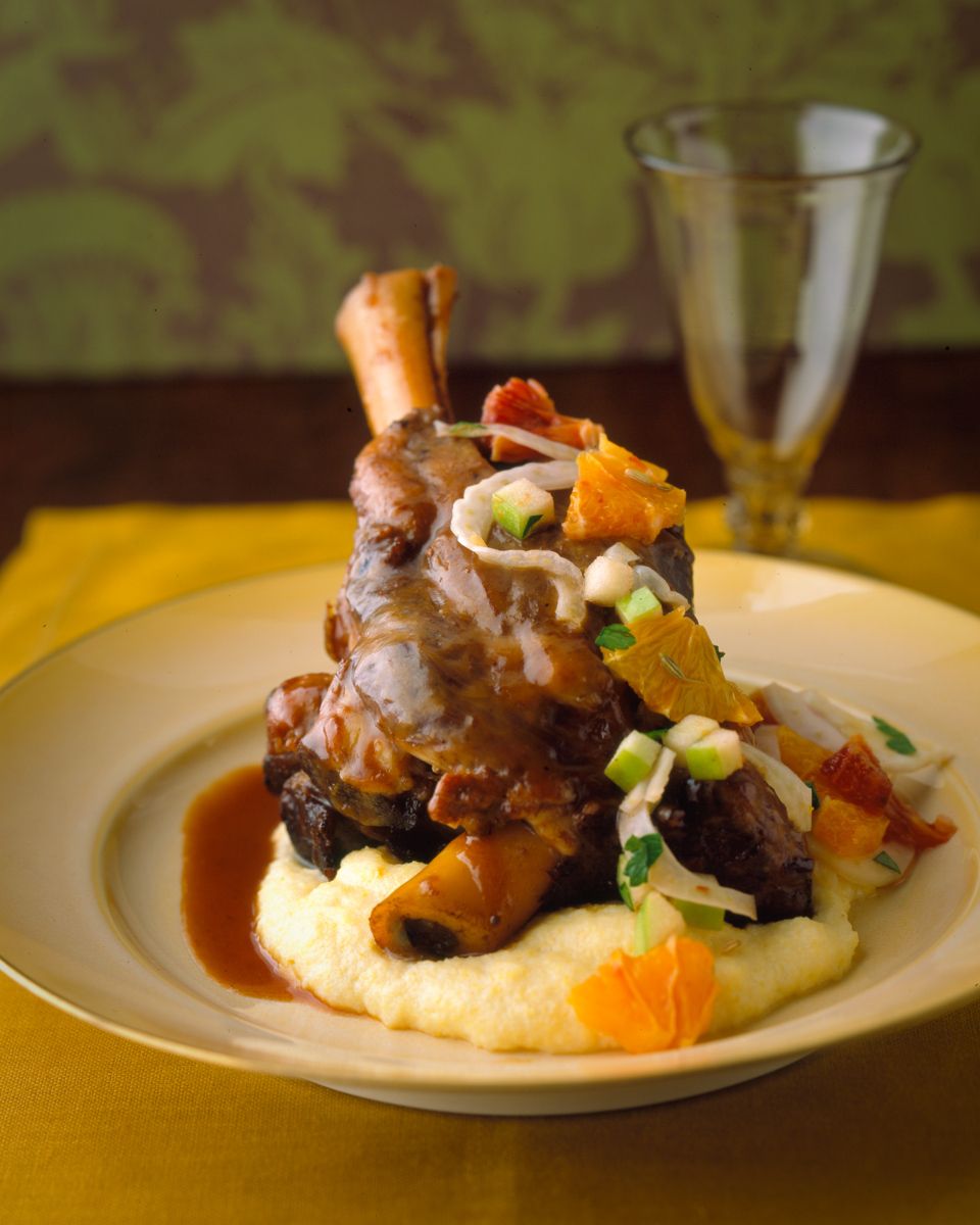 Osso Buco on mashed celery root with citrus garnish  Food Networkwww.rkjacobs.comtop food photographer New York Seattle Portland Robert Jacobs photography ©2013