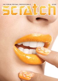 models lower face, lips and nails,Scratch Magazine cover with mimosa nail art and orange lips, Wendy Hope Photography, Beauty photographers near me NYC