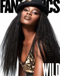 Photo of Af. Am. model with long crimped hair and hair extentions, hair by Anthony Cole Sebastian, Fantastics Magazine cover, 