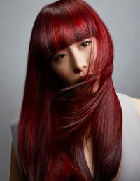 Photo of Beauty photograph of model with red hair for Eufora Hair campaign.