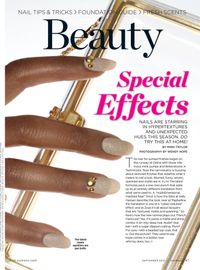 Photograph of glitter fashion nails for Essence Magazine.