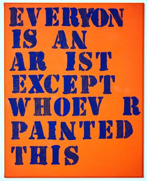 spray paint and acrylic on canvas, 50 x 40 cm Everyon Is An Ar ist, 2021