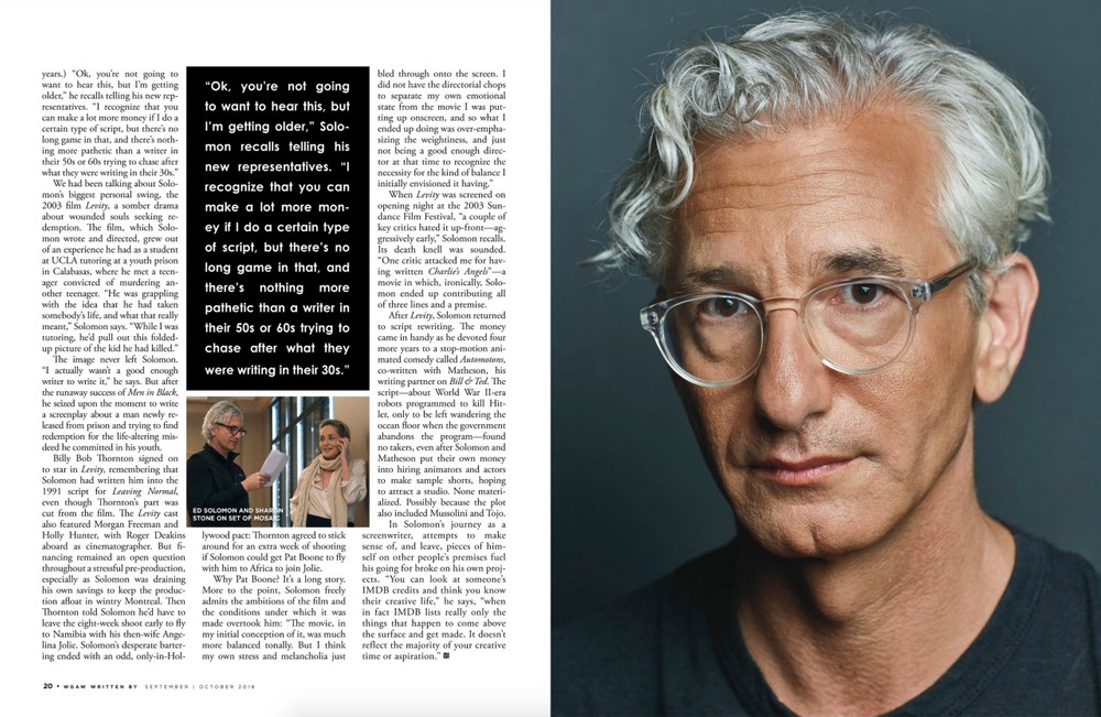 Ed Solomon, Written By Magazine, September October 2018