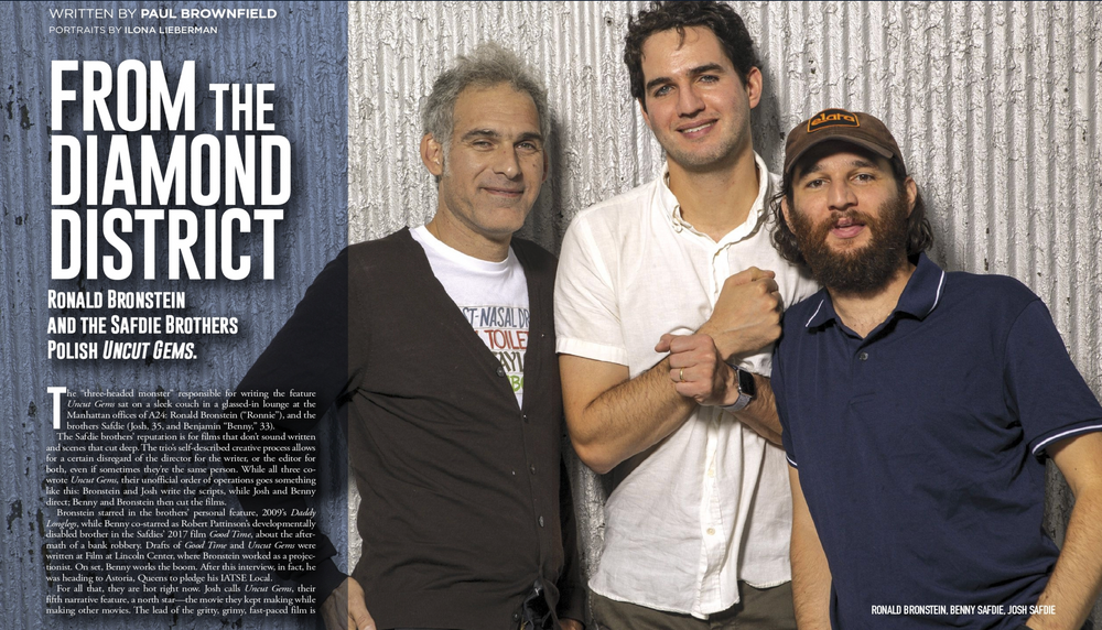 Written By Magazine, Film Uncut Gems, Ronald Bronstein, Benny Safdie, and Josh Safdie