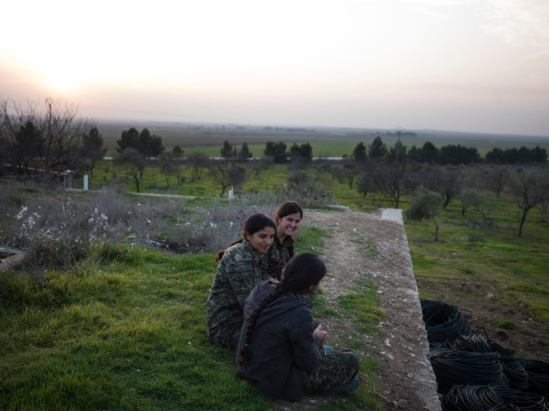 YPJ girls chatting near their base in Serikani. 14.jpg