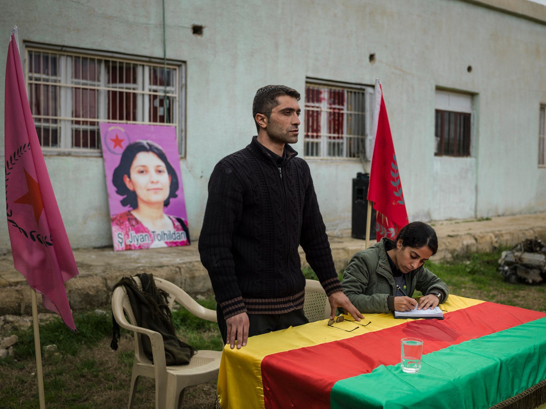 Institute for Young Revolutionaries in Terbespe. Everyday PYD (the Democratic Union Party of Syria), an affiliate of PKK (Kirdistan Workers' Party), gathers young  people from Rojava area and teaches them its ideology. Many of these teenagers will soon be drafted into YPJ and YPG armies. 17.jpg