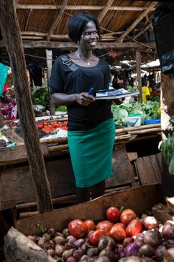 Adong Agnes (age 27) manager of Layibi Market for two years.