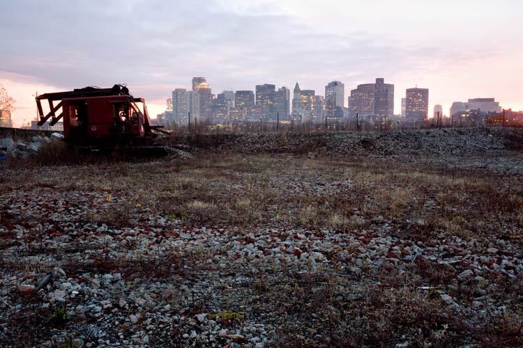 The skyline of downtown Boston seen from Maverick, East Boston