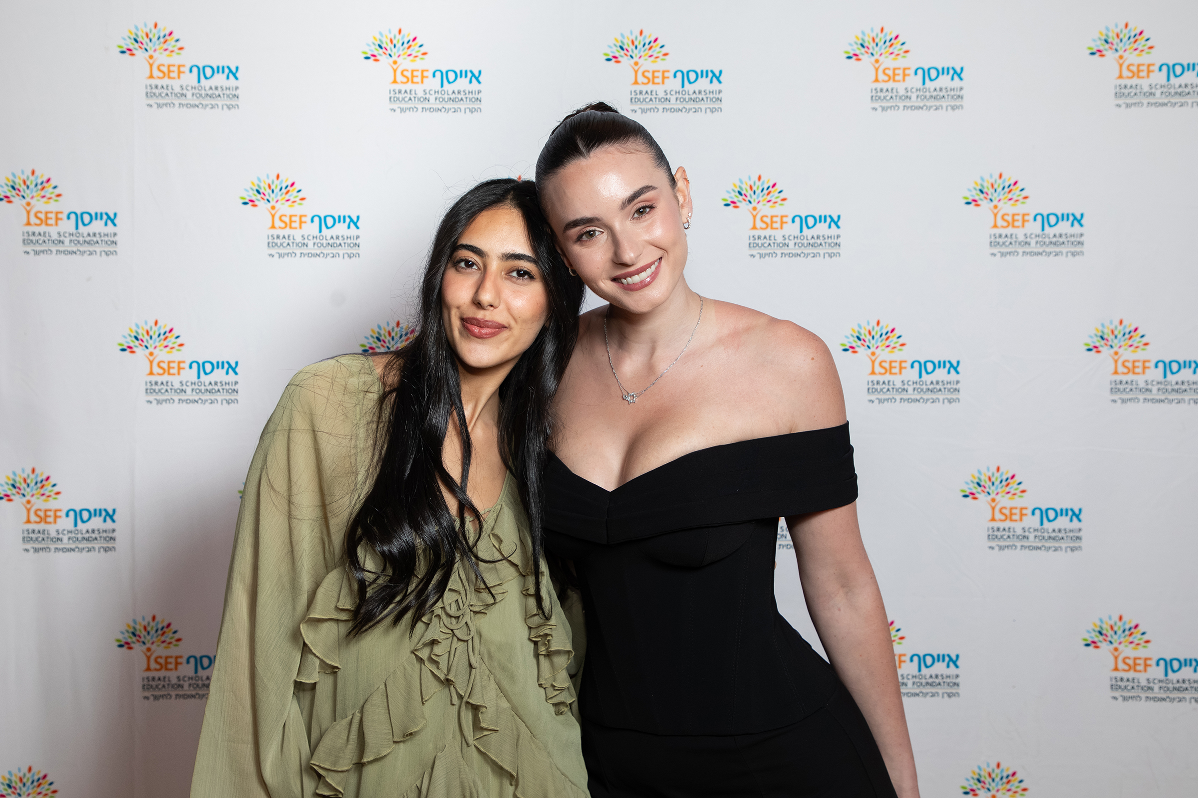 wo women at ISEF gala step and repeat horizontal