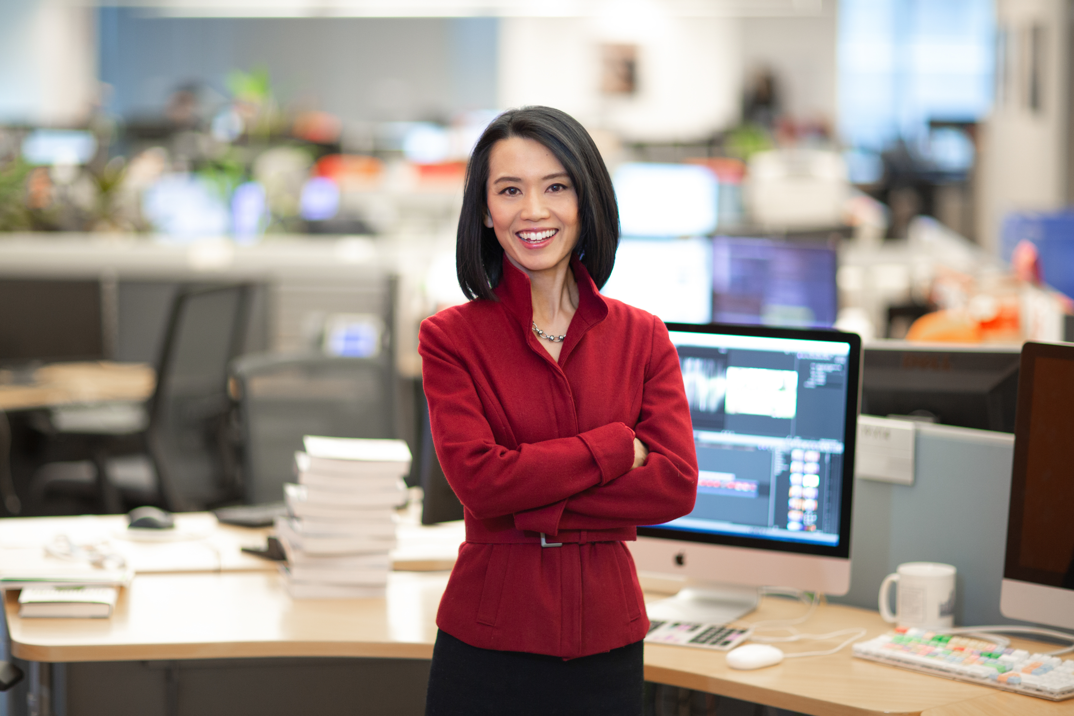 unko Kikkawa, Reuters Tokyo Correspondent — Office Portrait Overlooking Newsroom