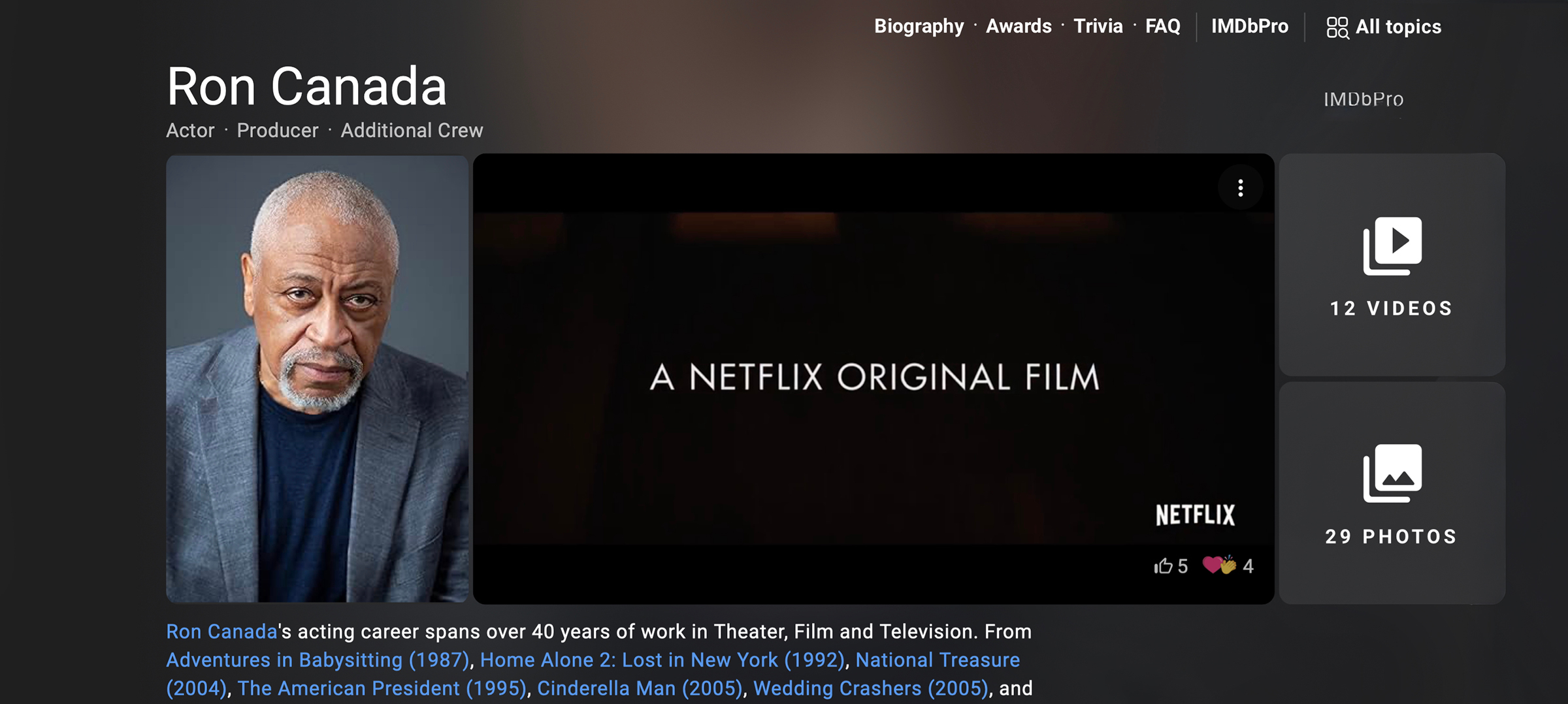 Ron Canada  – IMDb - headshot - tearsheet