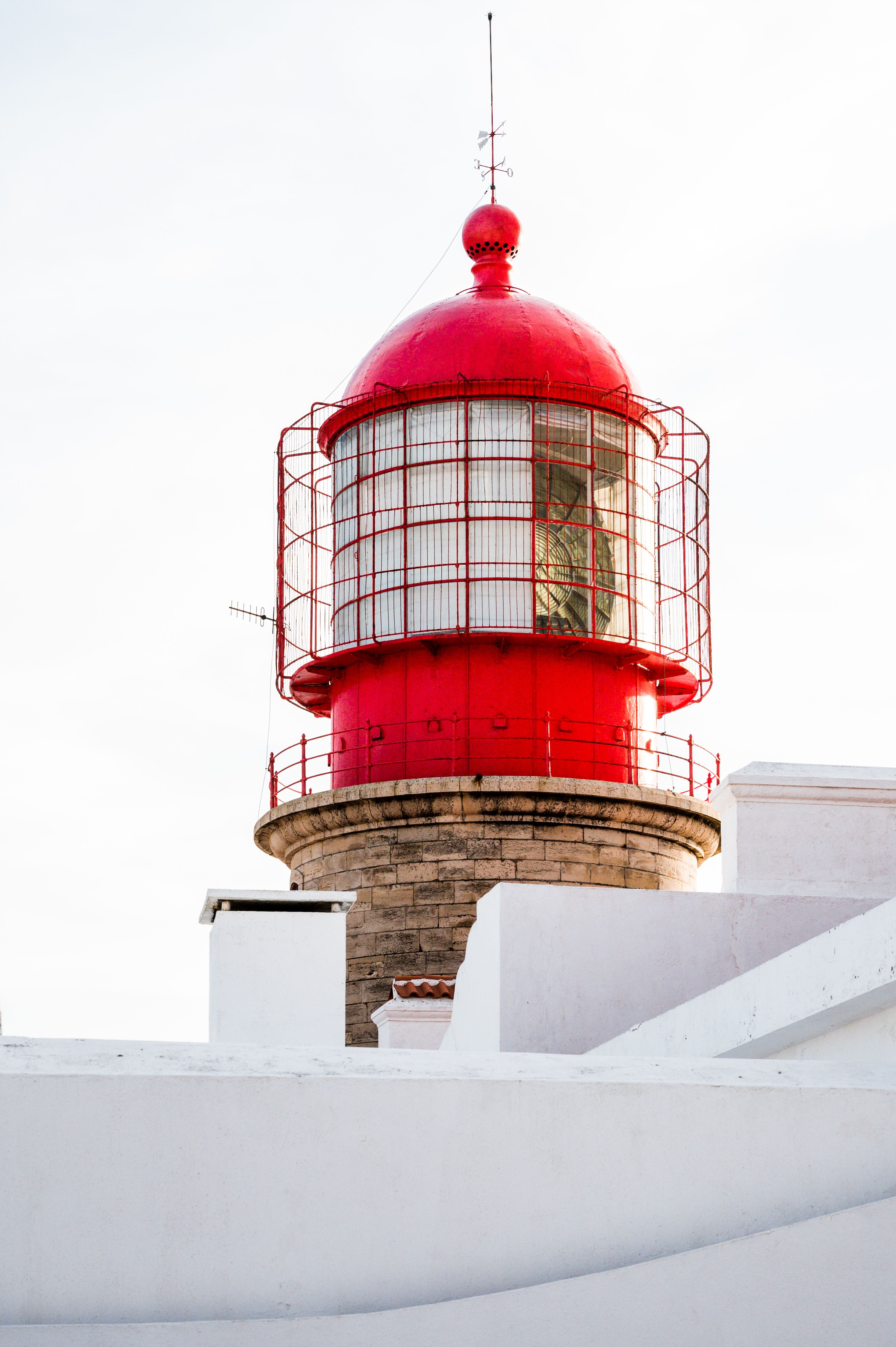 Red lighthouse beacon in Portugal