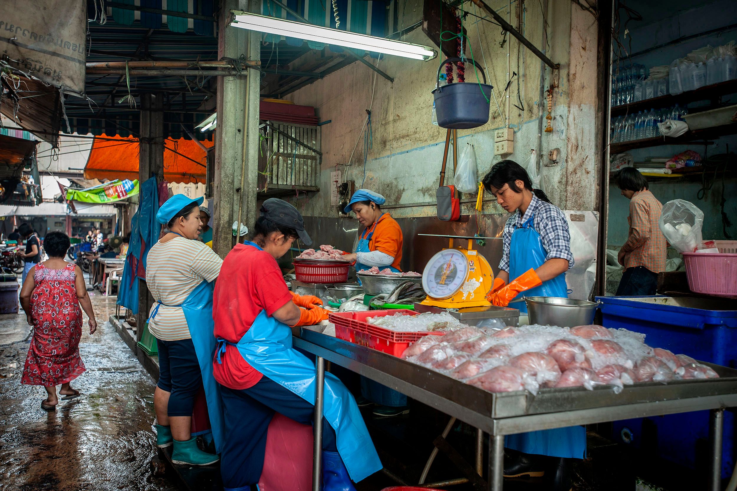 Outdoor food market, Bangkok, Thailand Food Market