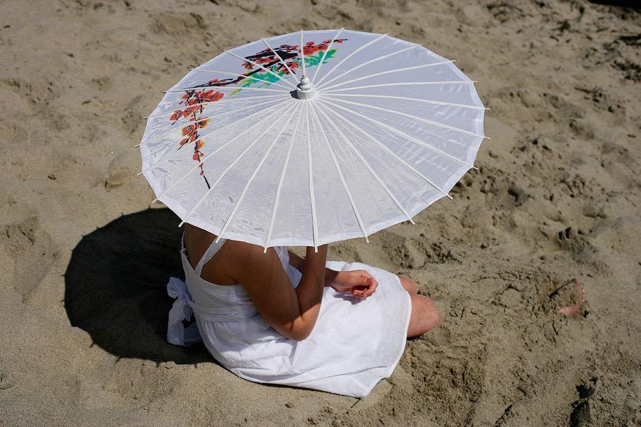 girl. umbrella. malibu wedding.