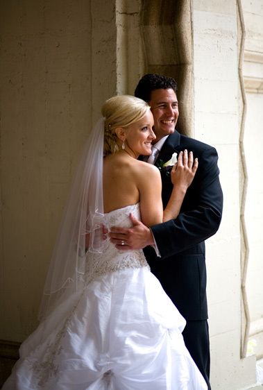 Bride and groom together at the Casino Building, Catalina Island, Avalon, Ca.