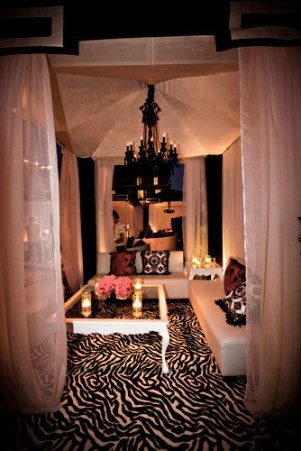 Cabana with chandelier and other custom decor.