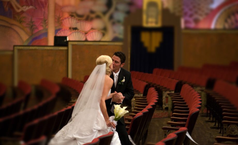 Beautiful recessional photograph of the inside of the Casino Building in Catalina Island, Avalon.