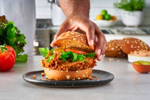 Plant-Based Fried Chicken Sandwich Food Photography