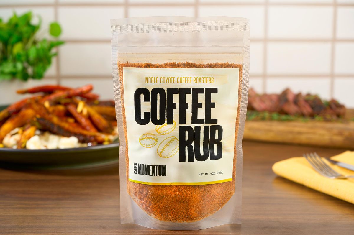 Noble Coyote Coffee Roasters coffee rub Cafe Momentum product photography Dallas