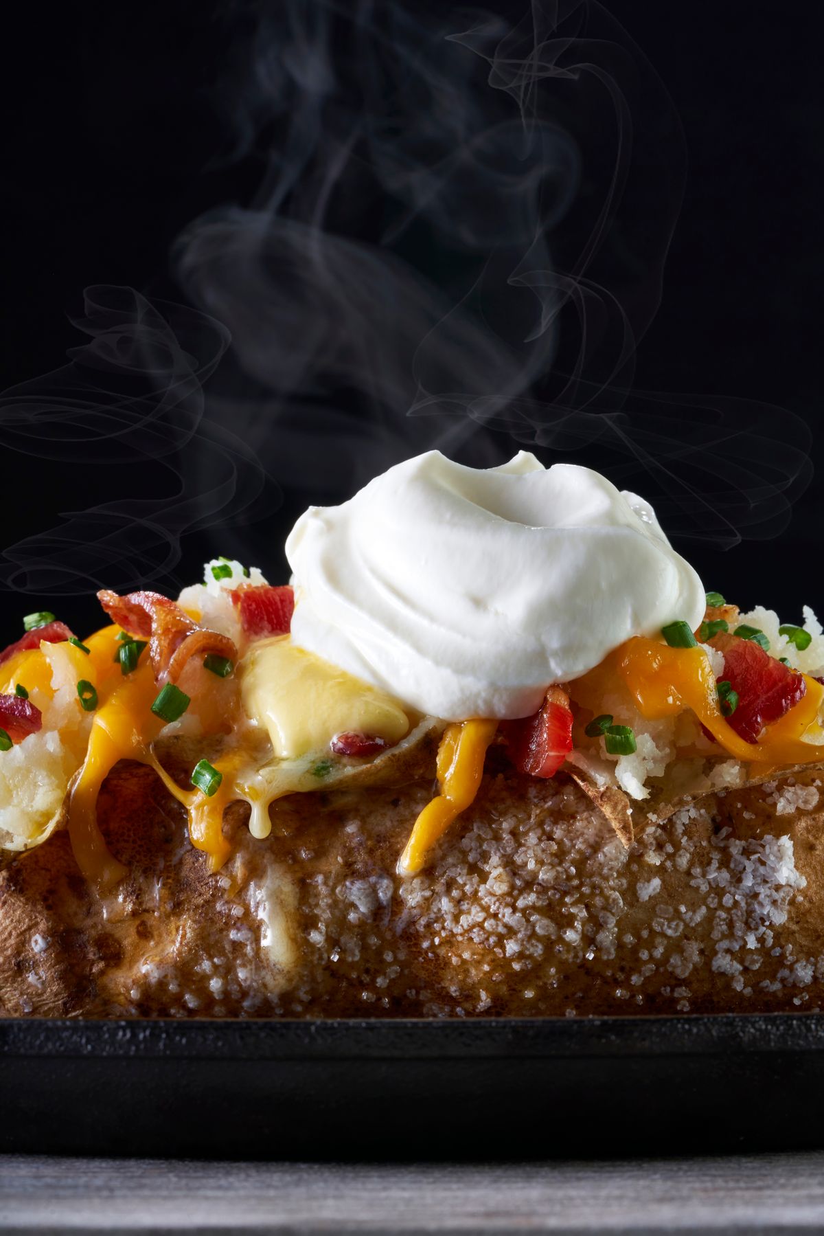 Salt Crusted Potato with Toppings Steam Detail
