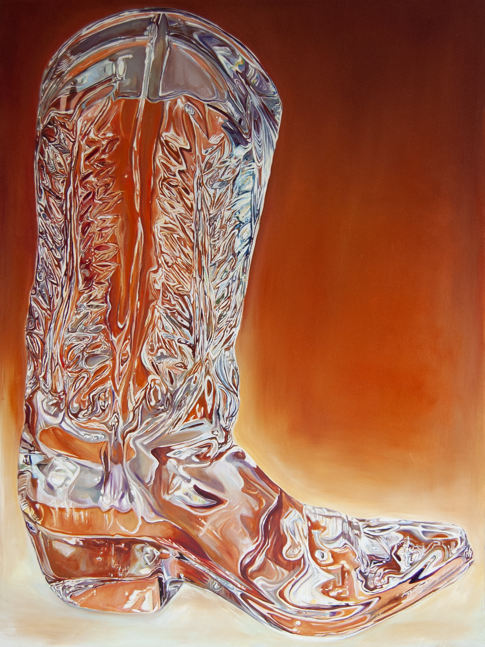 Painting of a Ralph Lauren crystal cowboy boy boot