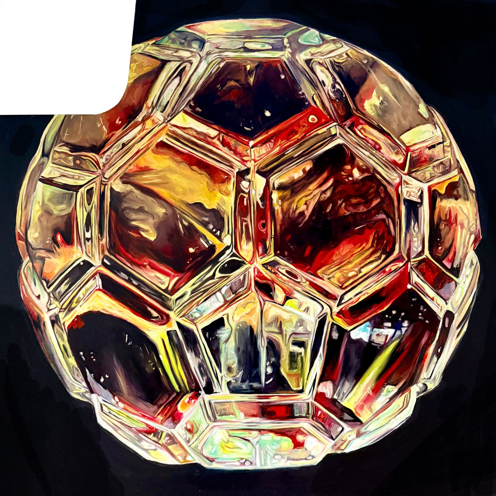 Crystal soccer ball park of mural for ESPN CHICAGO mural at the Board of Trade Building 