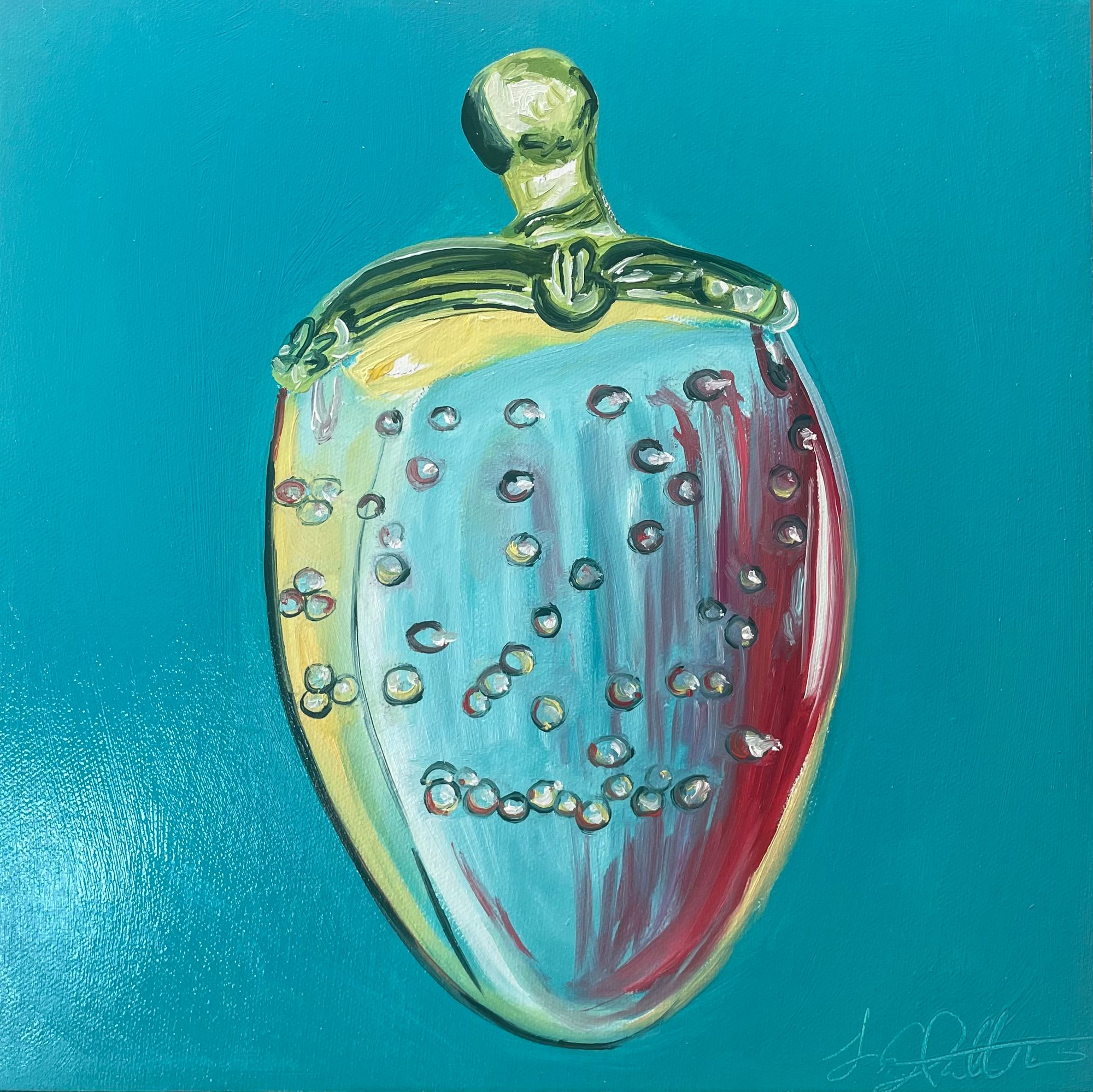 Tourquise crystal strawberry _6x6"_Oil on Canvas Panel_2025
