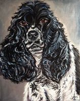 16x20, Fluid Acrylic on wood, 2017 cocker spaniel dog portrait